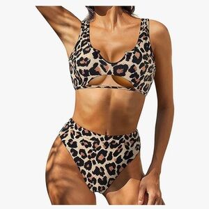 NWOT Brown and Black Leopard Print Bikini Set